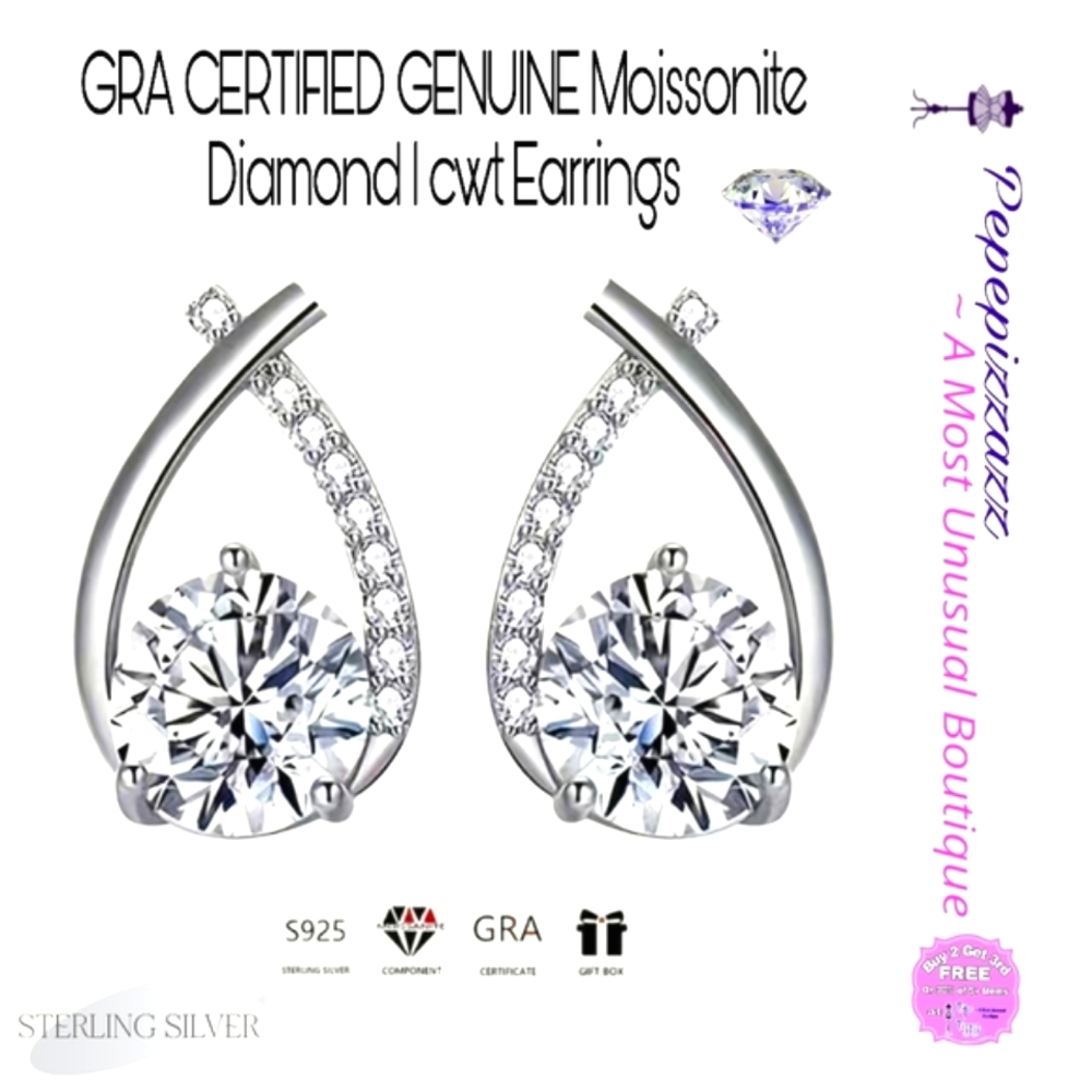 Sale CERTIFIED MOISSANITE DIAMOND 1CWT 18KGP Sterling silver Earrings .5ea